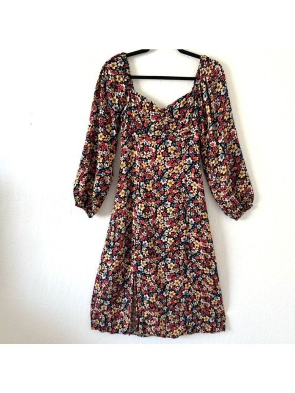 Lost + Wander Black Floral Paradise Valley Long Sleeve Midi dress Small - Picture 2 of 13